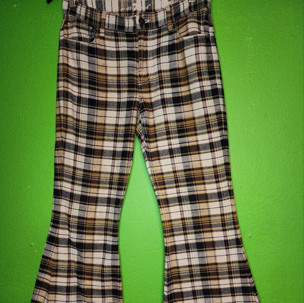 Seven For All Mankind BELL BOTTOM  Flare Jeans Size 27X32 plaid SUPER RARE